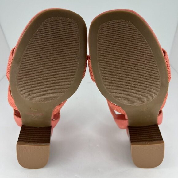 Comfort Womens Peach Criss Cross Block Heeled Size 7.5W Strappy Sandals - Picture 8 of 10